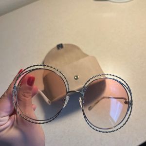 NWOT CHLOE Pink and Gold Round Sunglasses